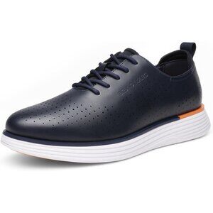 Bruno Marc Men's Leather Blue Fashion Sneakers Oxfords Casual Shoes